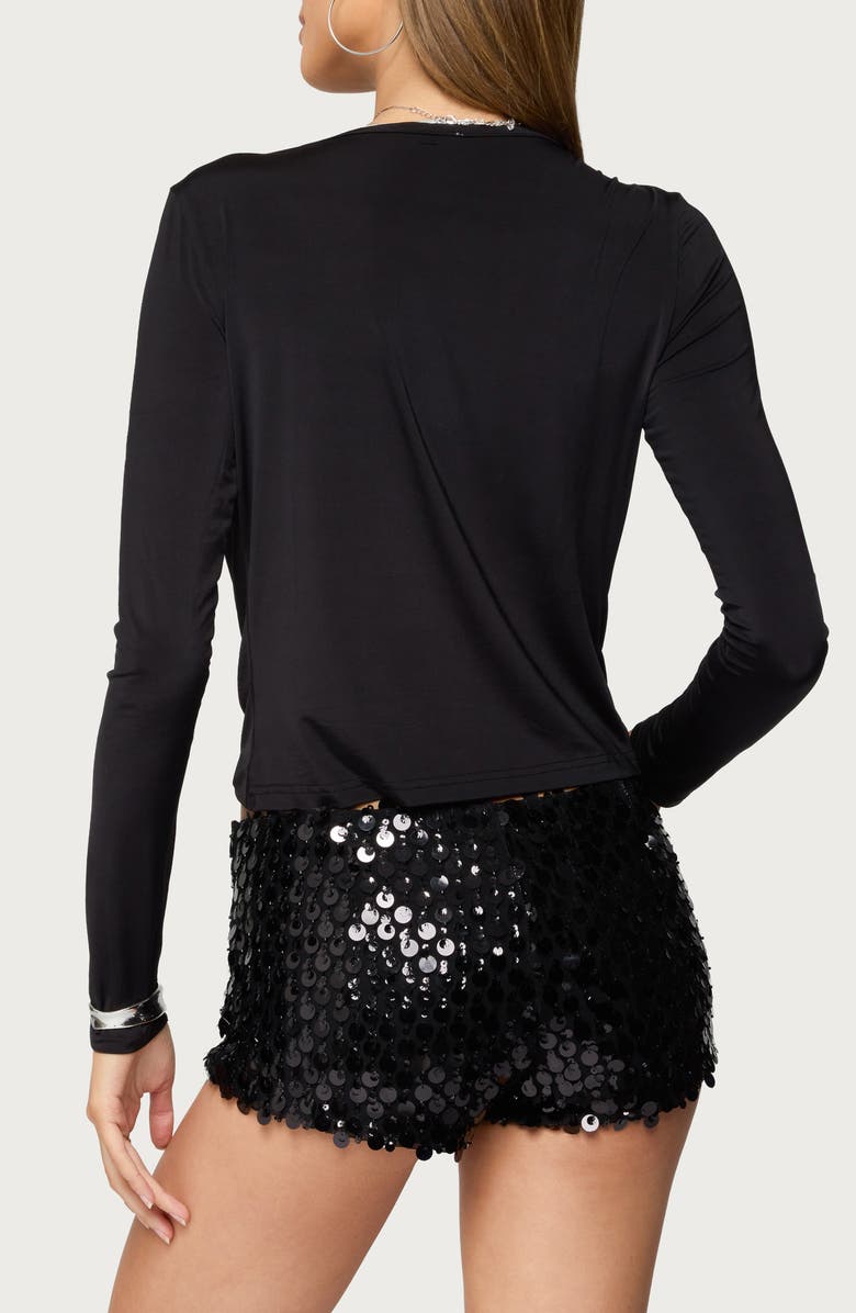 EDIKTED Draped Neck Long Sleeve Top, Alternate, color,