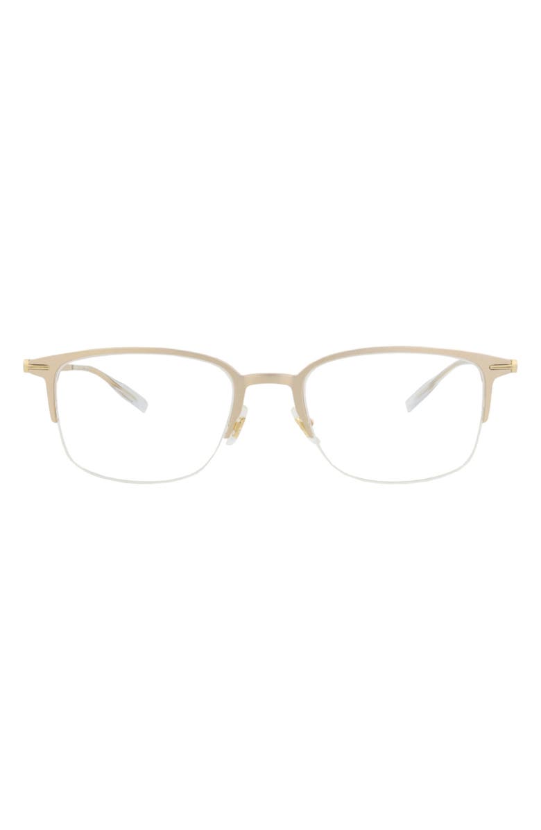 Montblanc 52mm Half Rim Optical Glasses, Main, color, Gold Gold Transparent