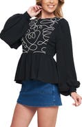 FLYING TOMATO Long Sleeve Woven Top