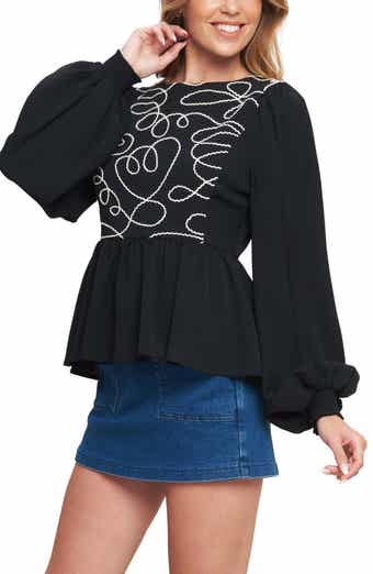FLYING TOMATO Long Sleeve Woven Top