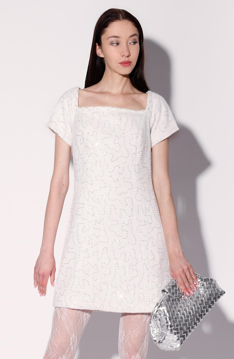Walter Baker Hayden Dress, Main, color, White Sparkle Tweed
