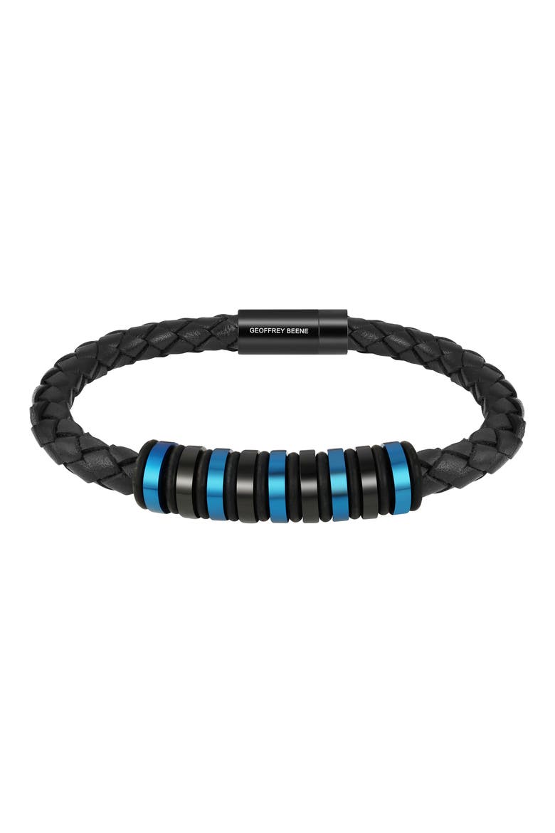 Men's Ornaments Braided Leather Bracelet, Main, color, BLUE