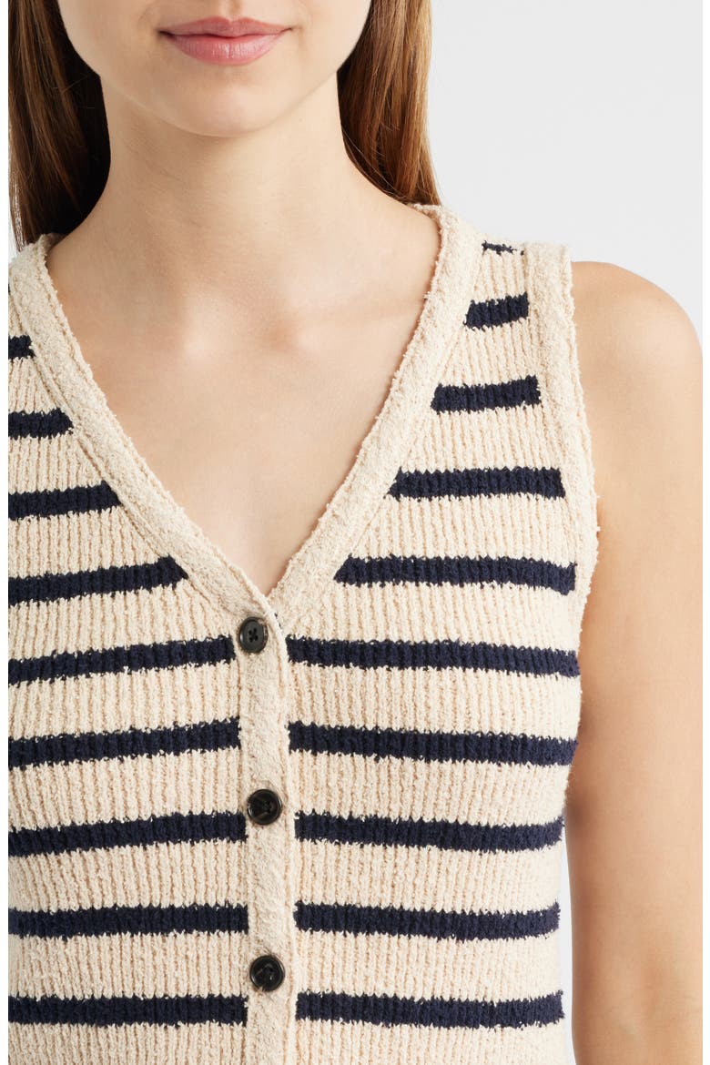 Sade Cotton Sweater Vest, Alternate, color, IVORY NAVY STRIPE