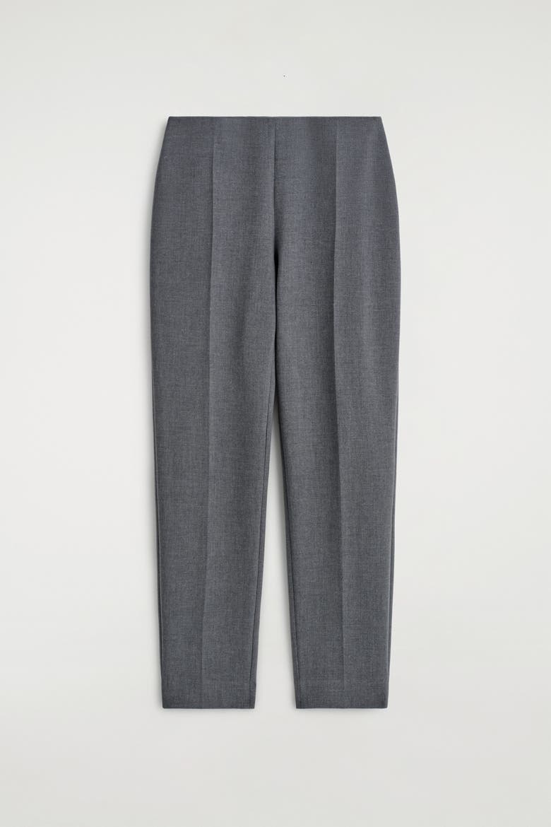 Cropped Slim-Leg Pants, Alternate, color, GRAY MÉLANGE
