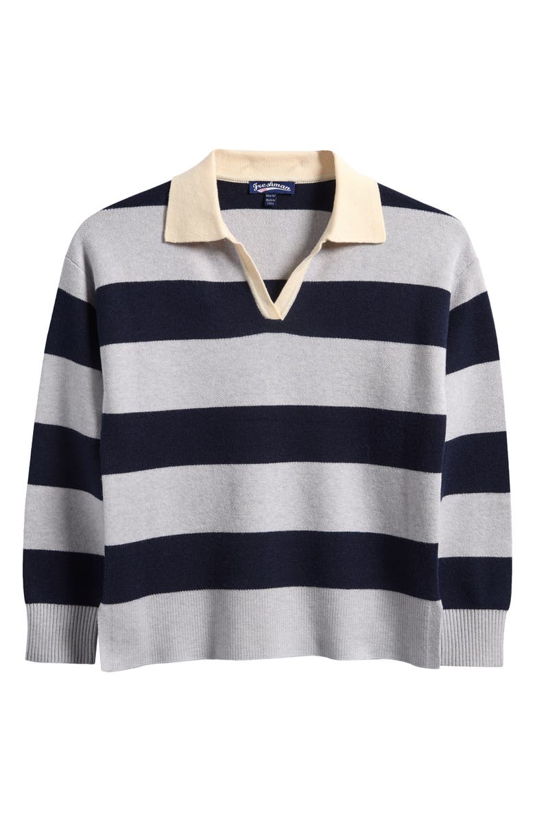 Freshman Kids' Stripe Johnny Collar Rugby Sweater, Main, color, Navy Grey Stripe