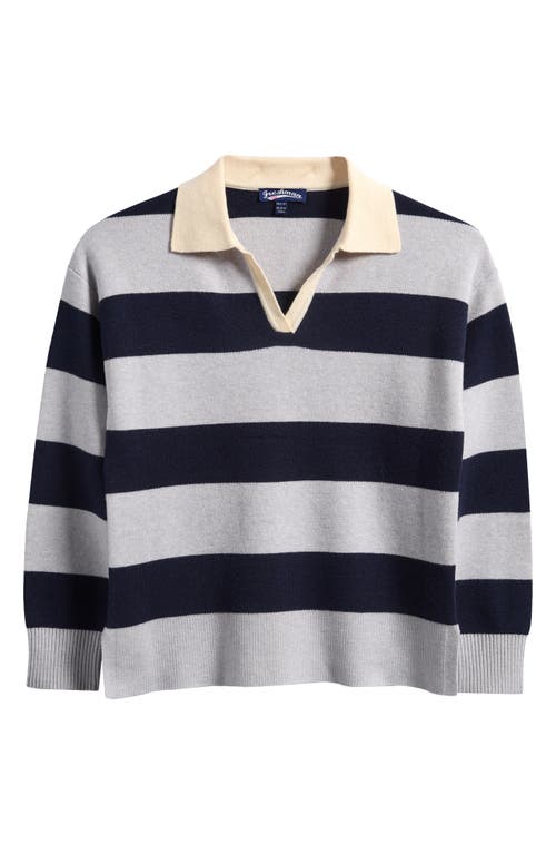 Freshman Kids' Stripe Johnny Collar Rugby Sweater In Black