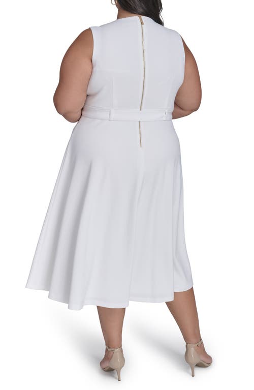 Shop Calvin Klein Tie Scuba Crepe Midi Dress In Cream