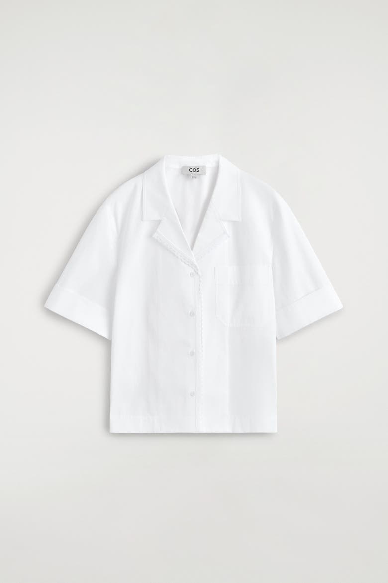 Lace-trimmed Resort Shirt, Alternate, color, WHITE