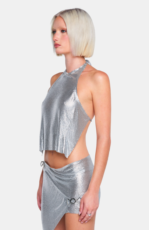 Ow Collection Gemma Metallic Top In Silver