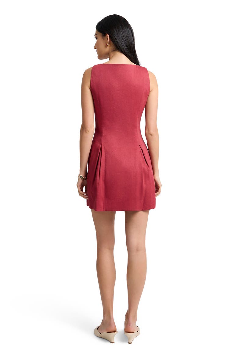 Boatneck Button Front Dress, Alternate, color, Crimson