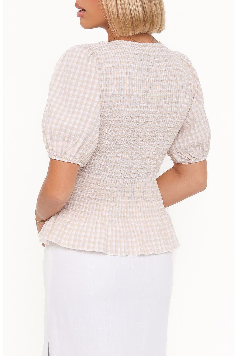 Callista Smocked Gingham Top, Alternate, color, BEIGE GINGHAM