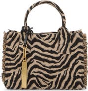 Vince Camuto Zhury Zebra Stripe Fringe Trim Tote