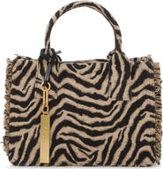 Vince Camuto Zhury Zebra Stripe Fringe Trim Tote