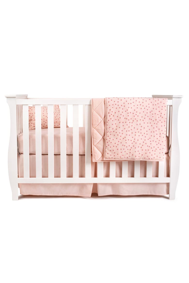 Baby Crib Bedding Sets Includes Crib Sheet, Quilted Blanket, Crib Skirt, and Baby Pillowcase, Main, color, Pink Floral