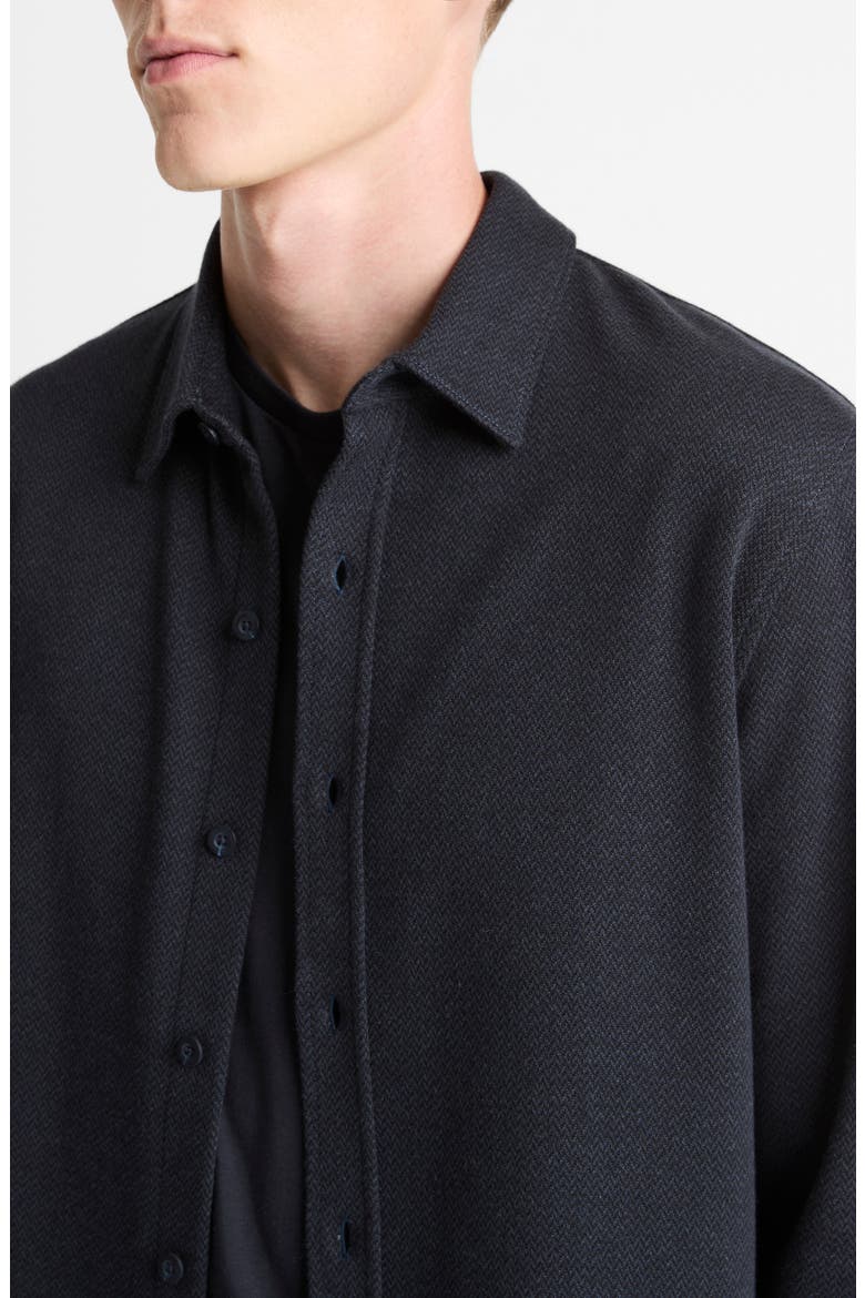 Herringbone Button-Up Shirt, Alternate, color, COASTAL