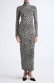 Carolina Herrera Turtleneck Tea Length Knit Dress