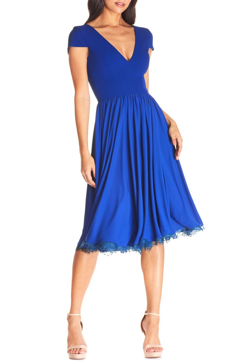 Corey Chiffon Fit & Flare Cocktail Dress, Main, color, ELECTRIC BLUE