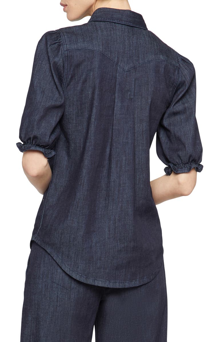 NYDJ Puff Sleeve Denim Blouse, Alternate, color,