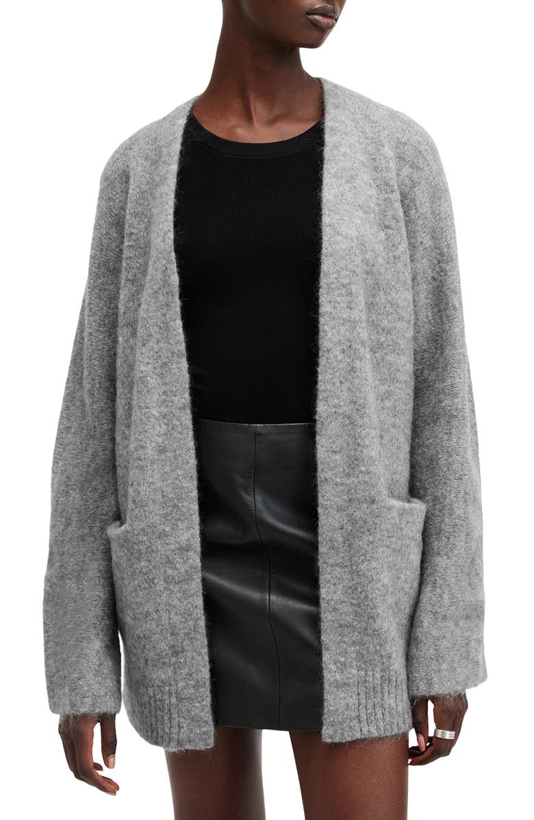 AllSaints Zoe Wool & Mohair Blend Cardigan, Main, color, 
