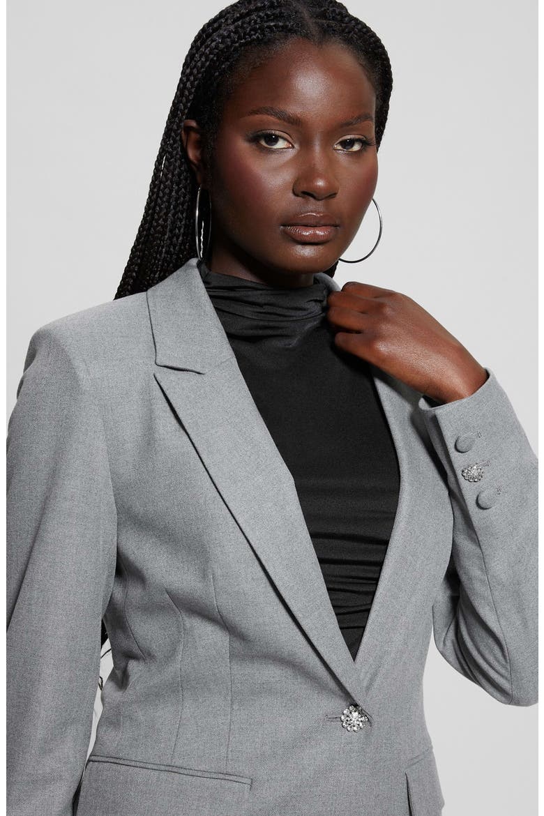 Doris Rhinestone Button Blazer, Alternate, color, CLOUDY GREY HEATHER