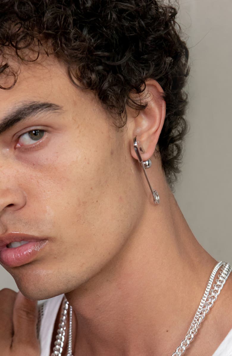 YOJ Pin Hoop Earring in Silver, Alternate, color, Silver