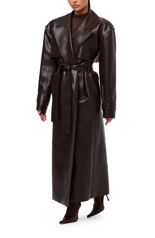 Naked Wardrobe Faux Leather Trench Coat In Brown