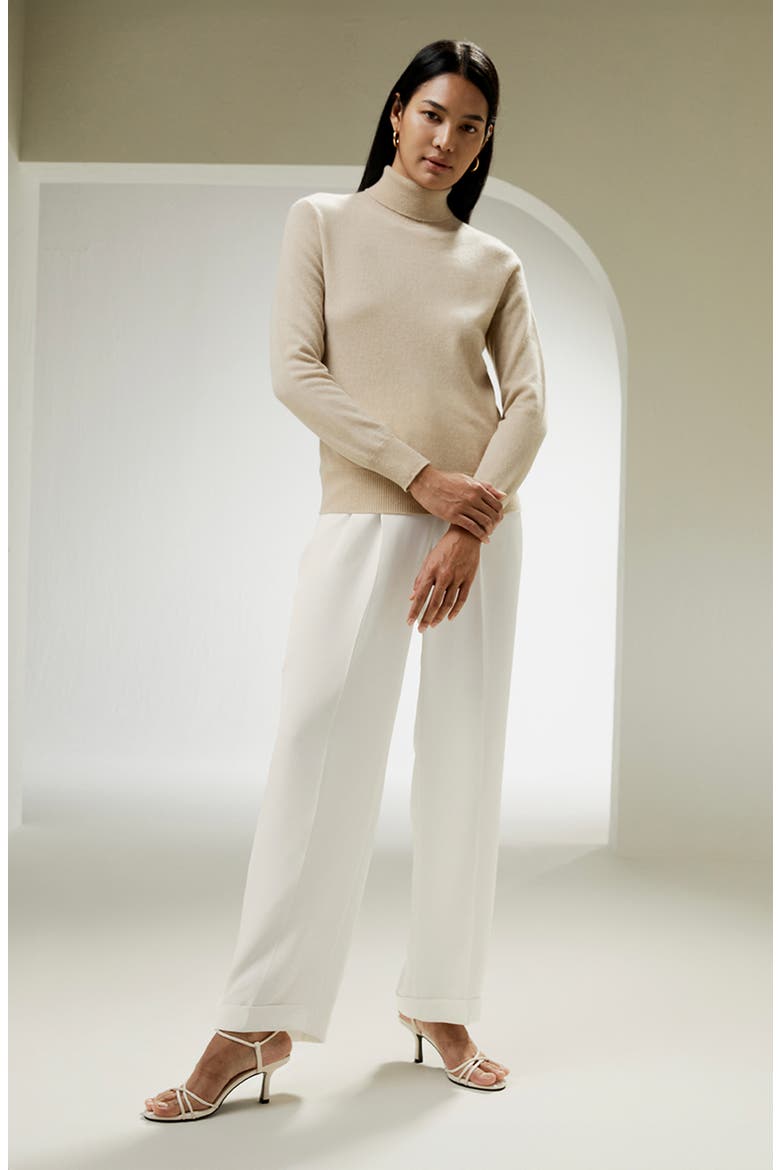 Women's Pure Cashmere Turtleneck Sweater, Alternate, color, Beige/Khaki