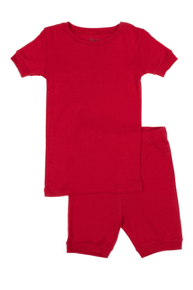 Solid 2-Piece Cotton Shorts Pajamas, Main, color, RED