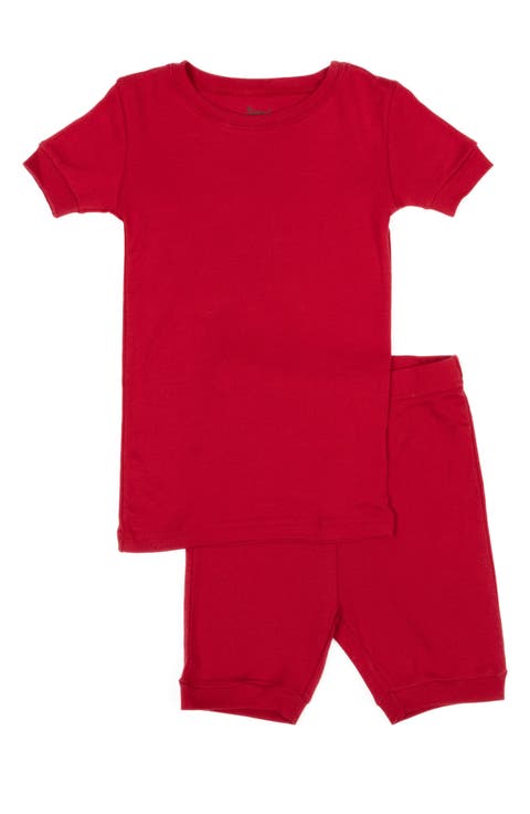 LEVERET Solid 2-Piece Cotton Shorts Pajamas