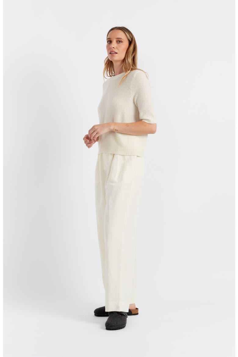 Cloud Cashmere Short Sleeve Sweater Tee, Alternate, color, Cream