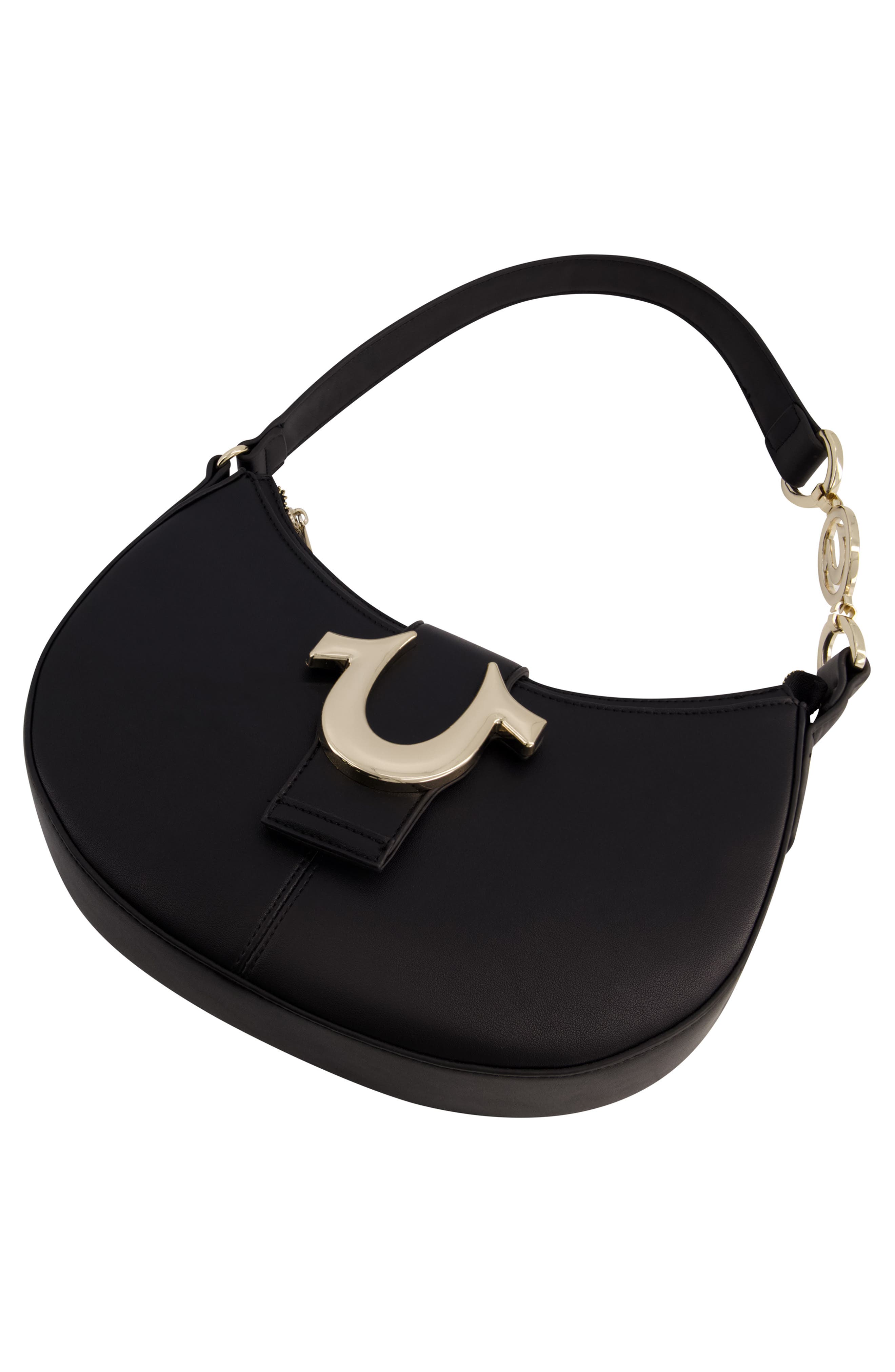 True Religion Horseshoe Strap Crescent Shoulder Bag, Alternate, color, Black