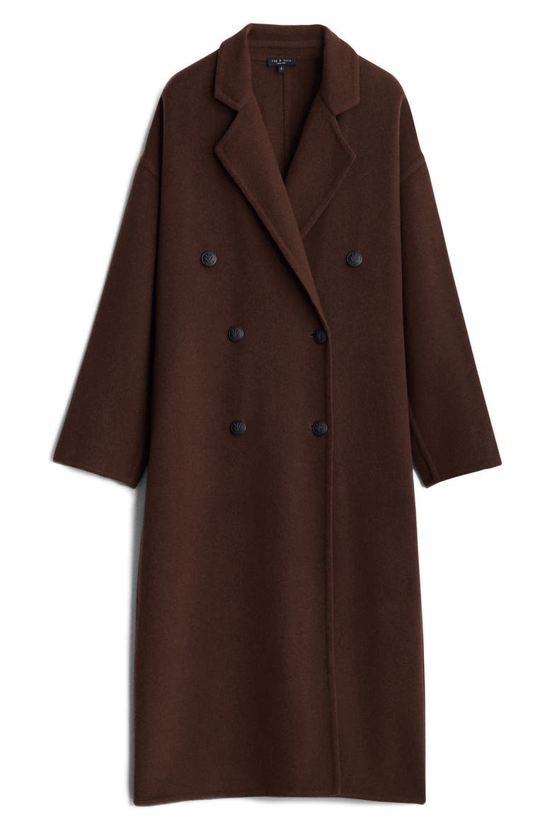 Thea Double Breasted Wool Coat, Alternate, color, DARK BROWN