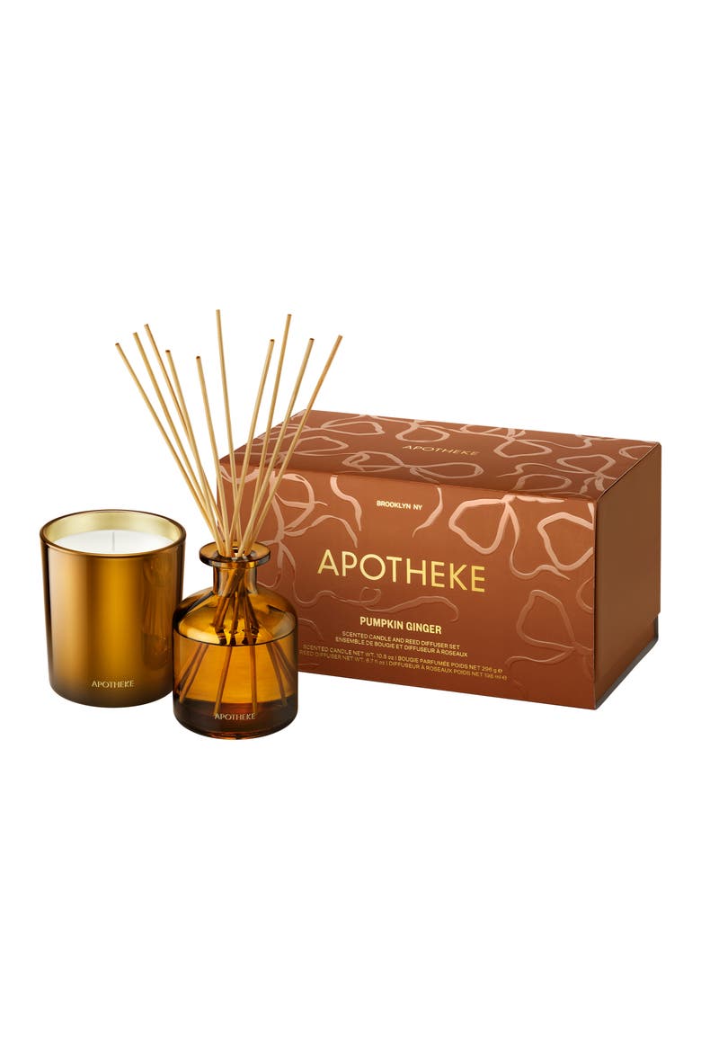 Pumpkin Ginger Scented Candle and Reed Diffuser Set, Main, color, NO COLOR