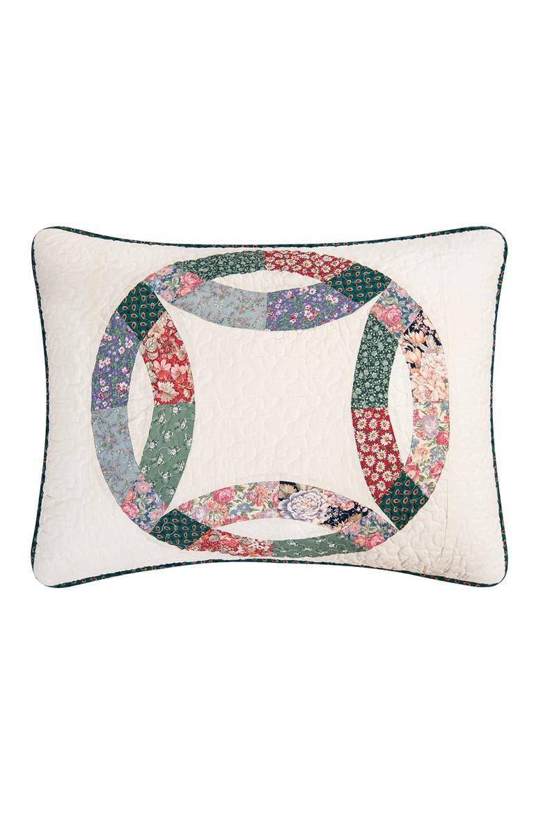 Heritage Double Wedding Ring Patchwork Cotton Blend Bedding Set, Alternate, color, White