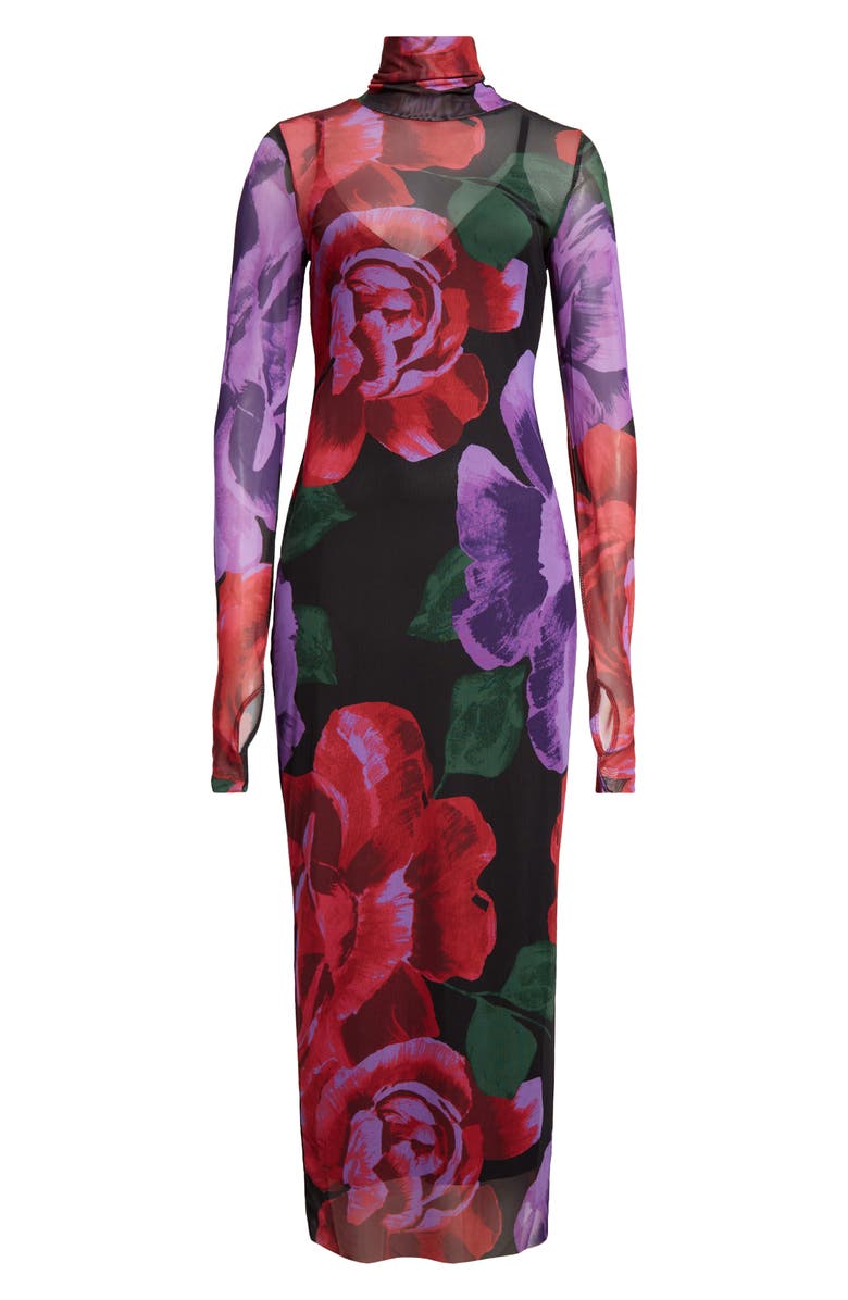 AFRM Shailene Turtleneck Long Sleeve Mesh Dress, Alternate, color,