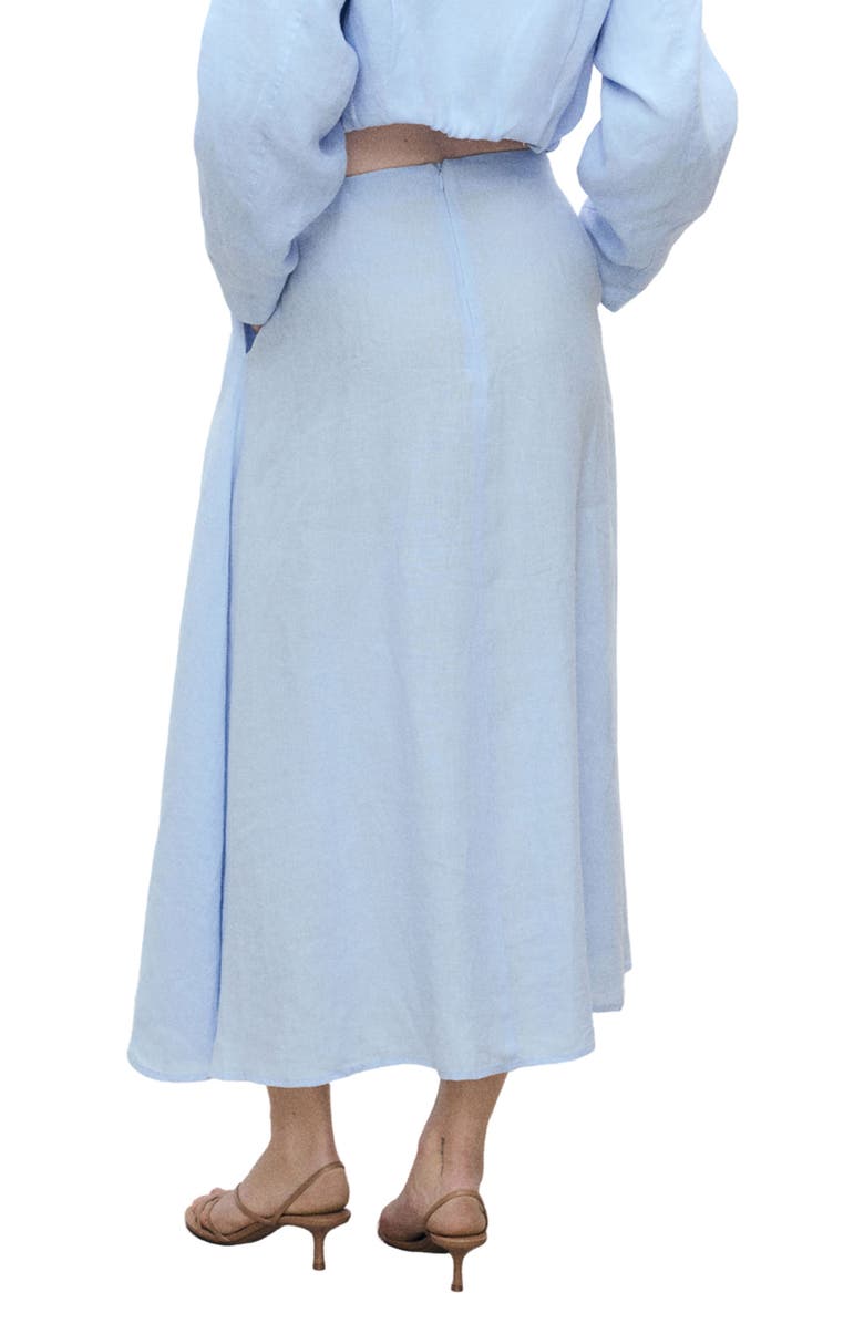 MANGO Pleated Linen Maxi Skirt, Alternate, color, Sky Blue