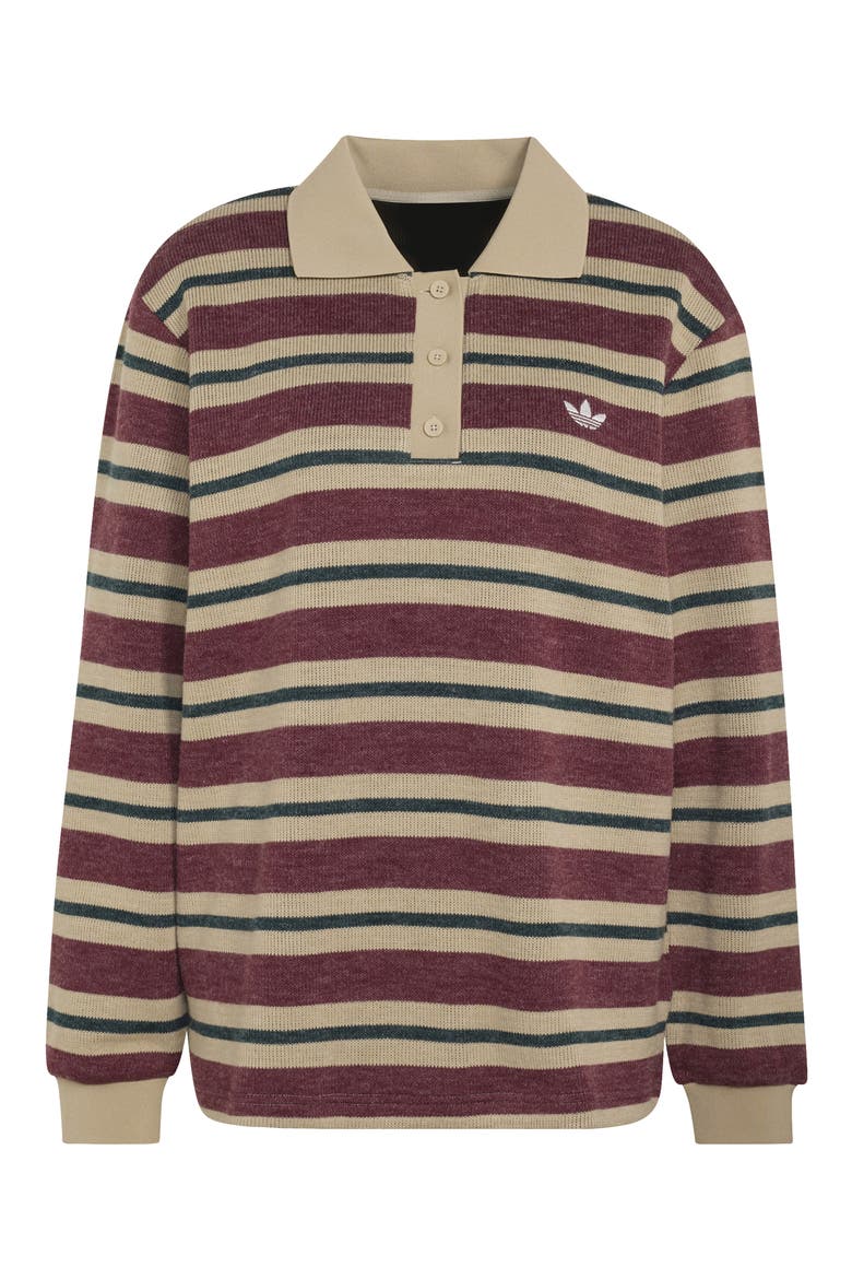 Long Sleeve Striped Knit Polo, Alternate, color, SHADOW RED