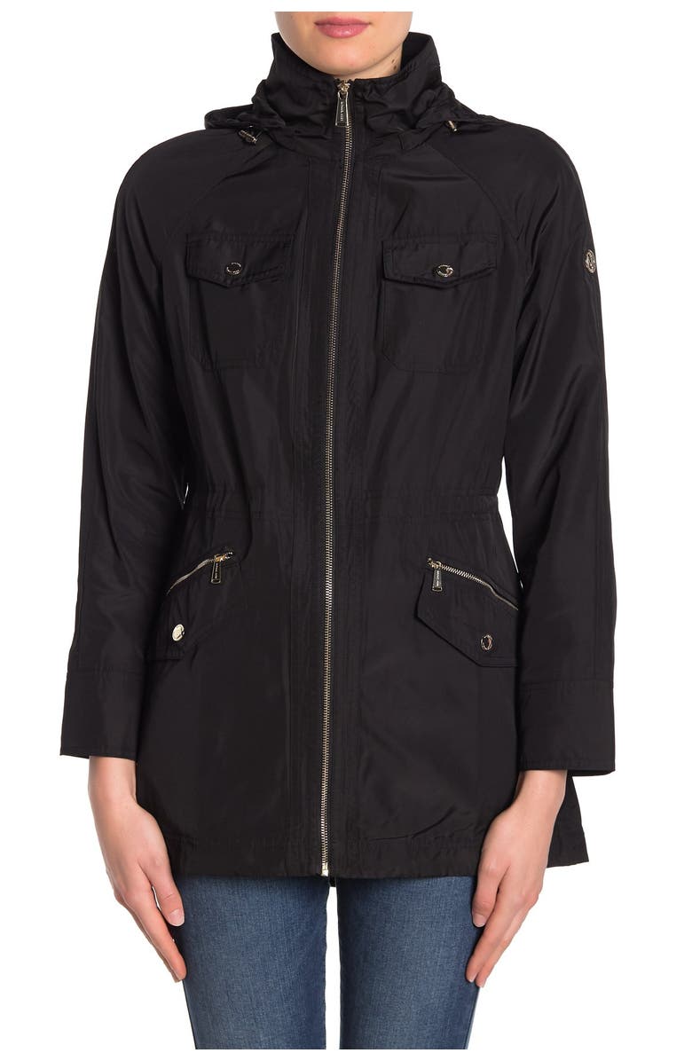 MICHAEL Michael Kors Missy Drawstring Waist Hooded Anorak, Alternate, color,