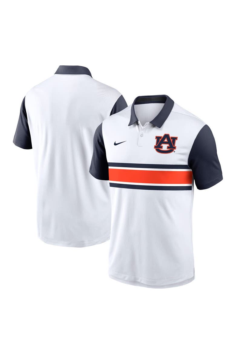 Men's Nike White/Navy Auburn Tigers Primetime Campus Pattern Vapor Performance Polo, Alternate, color, White