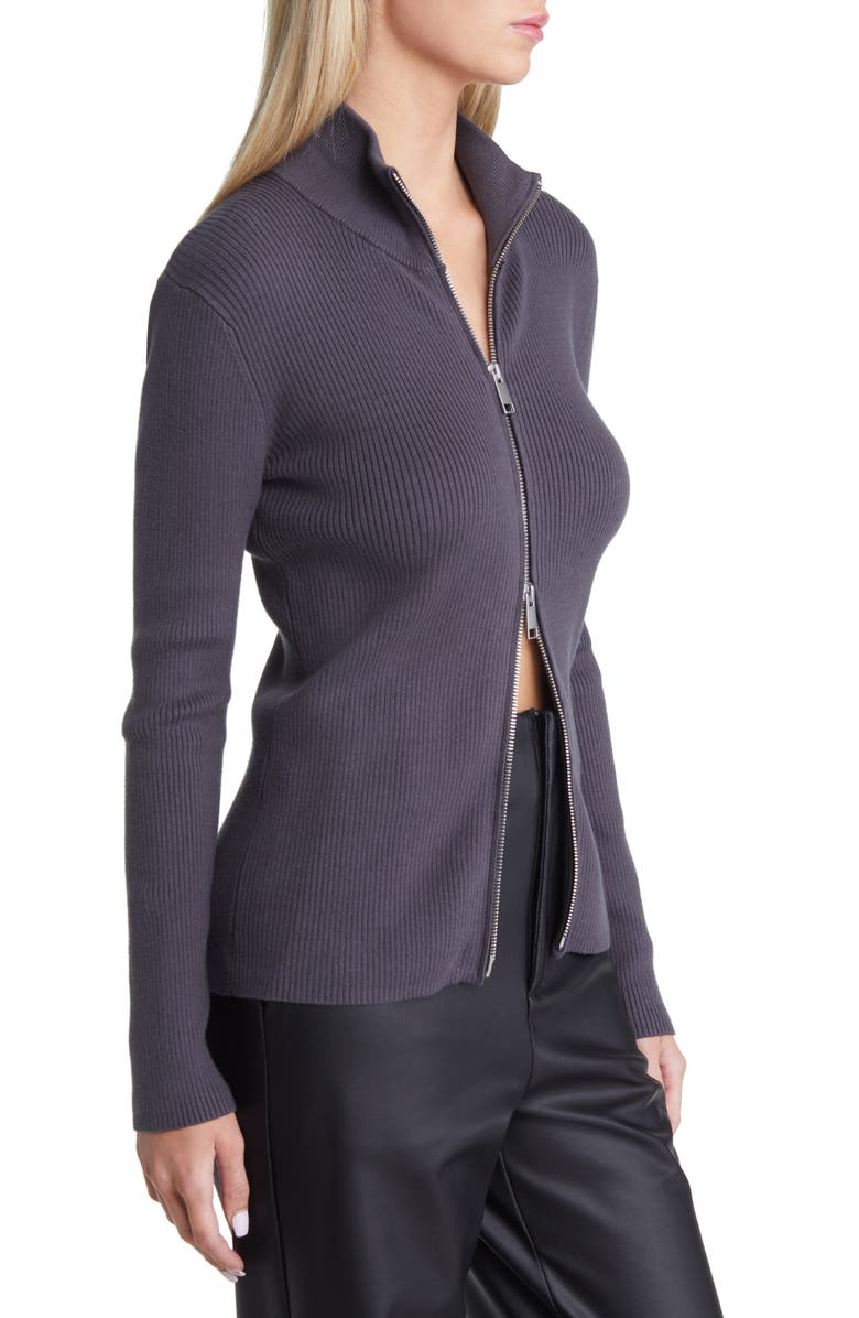 Open Edit Mock Neck Rib Cardigan, Alternate, color, 