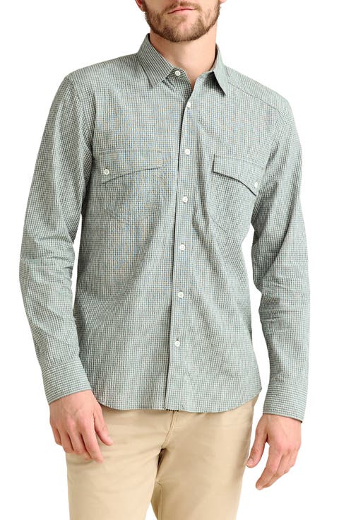 Micocheck Cotton Seersucker Button-Up Shirt