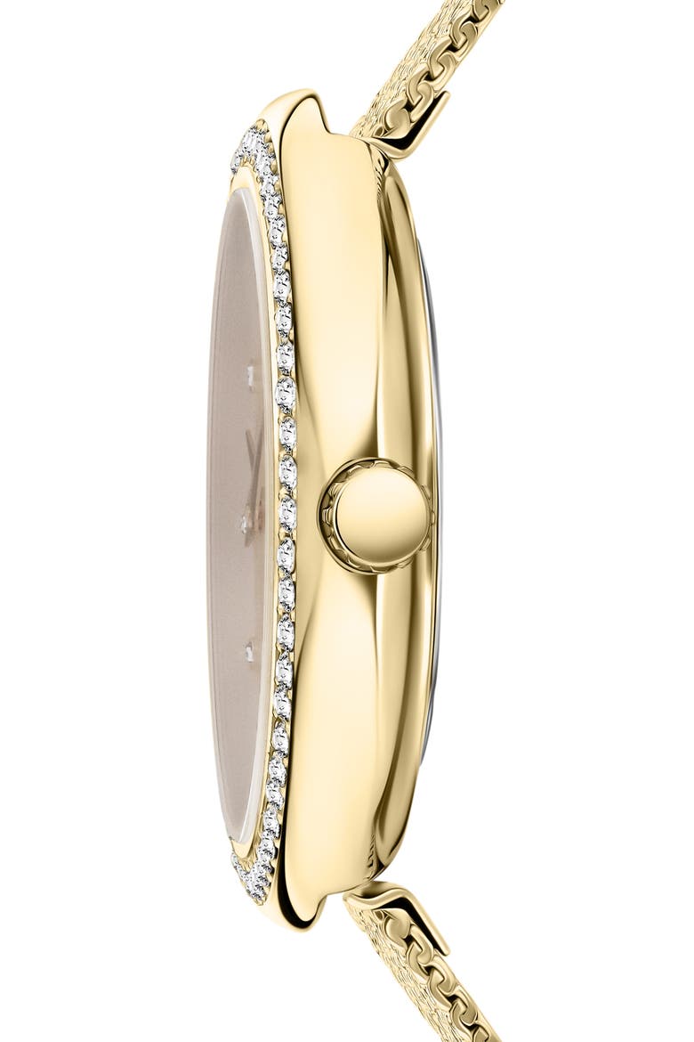 Lea Mesh Strap Watch, 35mm, Alternate, color, IP YELLOW GOLD