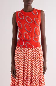 Dries Van Noten Taja Ellipses Crystal Embellished Sleeveless Merino Wool Sweater