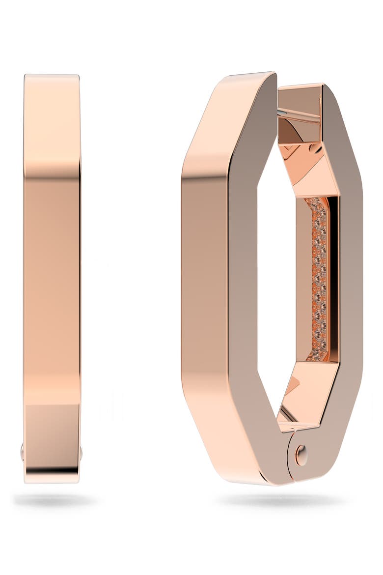 Dextera Medium Pavé Hexagonal Hoop Earrings, Alternate, color, ROSE GOLD