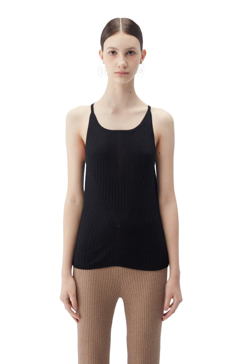 Sleeveless Silk Cashmere Top, Alternate, color, black
