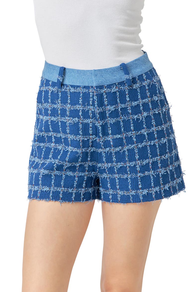 High Waist Denim Tweed Shorts, Alternate, color, DENIM