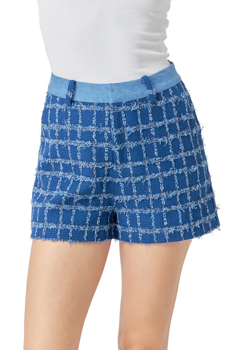 Endless Rose High Waist Denim Tweed Shorts, Alternate, color, Denim