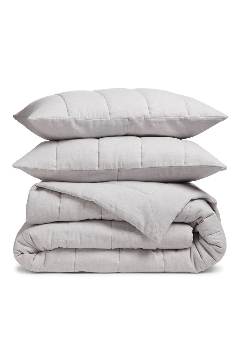 Organic Cotton Mélange Quilted Comforter & Shams Set, Main, color, GREY VAPOR MULTI