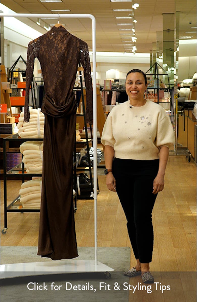 Yasmeen Long Sleeve Lace & Satin Two-Piece Gown, sales video thumbnail