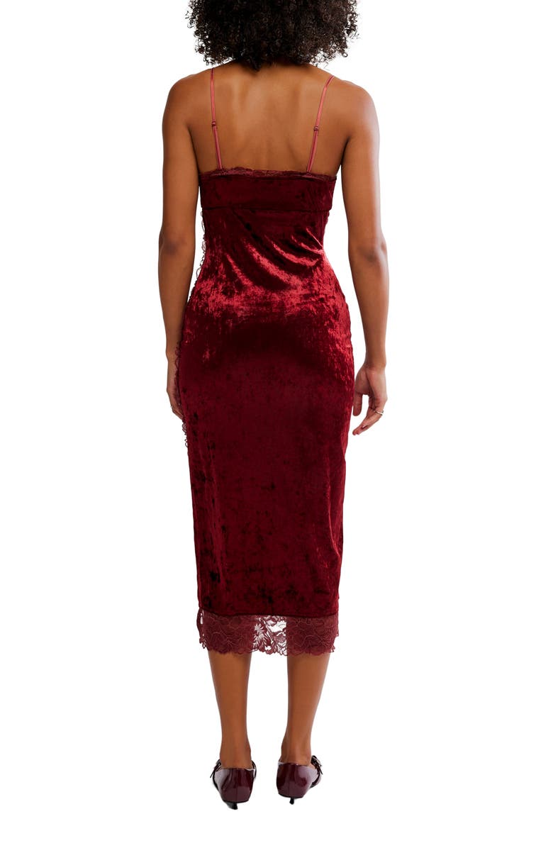 Free People Raise A Toast Velvet & Lace Midi Slipdress, Alternate, color, Garnet Grotto